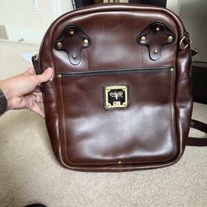 Leather company backpack